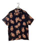 Aloha Blossomアロハブロッサム）の古着「半袖シャツ」｜ブラック×ブラウン