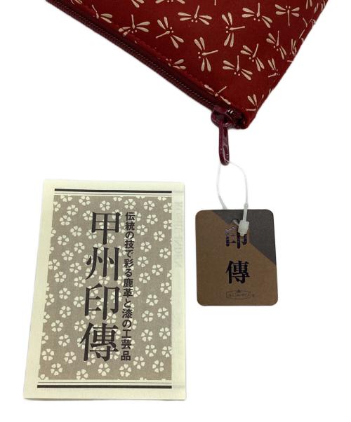 印傳屋（インデンヤ）印傳屋 (インデンヤ) ハンドポーチ レッド 未使用品の古着・服飾アイテム