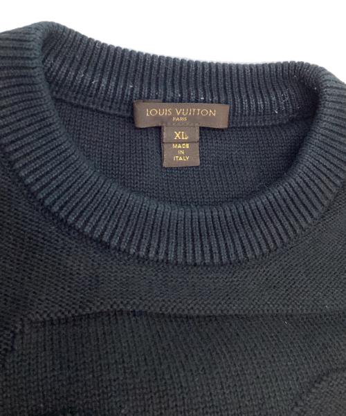 LOUIS VUITTON（ルイ ヴィトン）LOUIS VUITTON (ルイ ヴィトン) フロントロゴリブネックニット ブラック サイズ:XLの古着・服飾アイテム