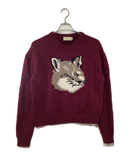 maison kitsune（メゾンキツネ）maison kitsune (メゾンキツネ) キツネデザインニット ボルダー×ベージュ サイズ:Mの古着・服飾アイテム