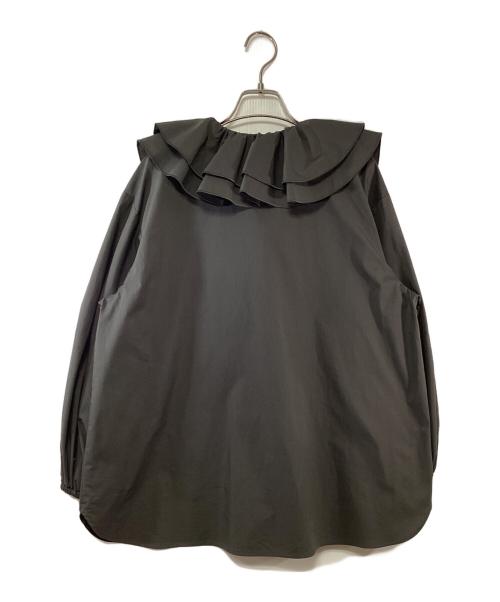 YORI（ヨリ）YORI (ヨリ) ダブルフリルカラーブラウス グレー サイズ:38の古着・服飾アイテム