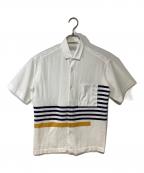 TOMORROW LAND tricotトゥモローランド トリコ）の古着「半袖シャツ」｜ホワイト×ネイビー×イエロー