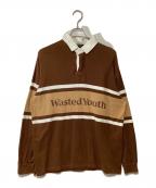 WASTED YOUTHウェイステッドユース）の古着「ラガーシャツ」｜ブラウン×ホワイト