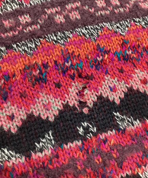 KENZO（ケンゾー）KENZO (ケンゾー) Vネック総柄ニット パープル サイズ:3の古着・服飾アイテム