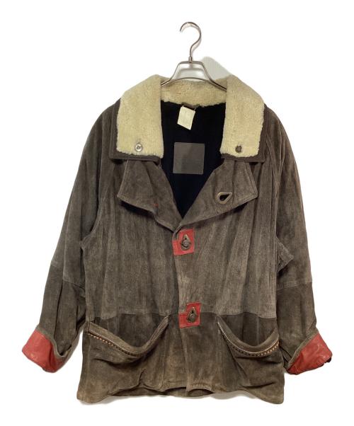 MARITHE+FRANCOIS GIRBAUD（マリテフランソワジルボー）MARITHE+FRANCOIS GIRBAUD (マリテフランソワジルボー) 【古着】レザージャケット ブラウン×アイボリー サイズ:不明の古着・服飾アイテム