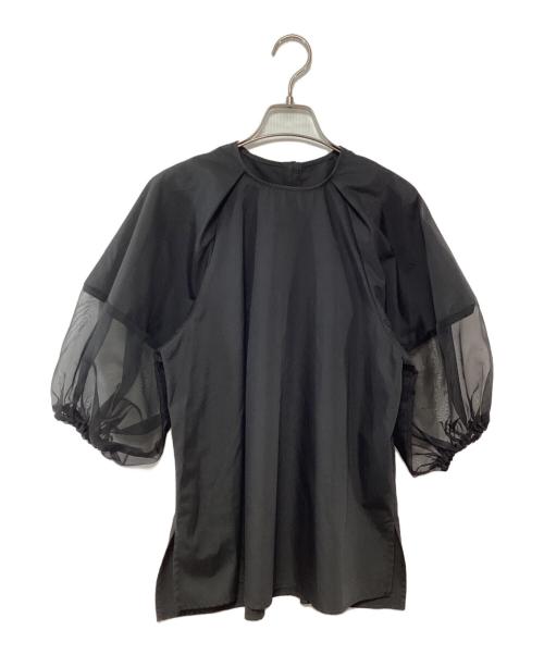 ELLA（エラ）ELLA (エラ) オーガンジー袖ブラウス ブラック サイズ:Fの古着・服飾アイテム