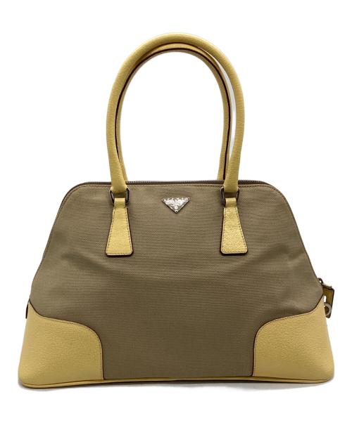 PRADA（プラダ）PRADA (プラダ) ハンドバッグ ベージュ×イエローの古着・服飾アイテム