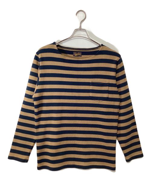 JAPAN BLUE JEANS（ジャパンブルージーンズ）JAPAN BLUE JEANS (ジャパン ブル ージーンズ) スウェット ブラウン×ネイビー サイズ:SIZE Lの古着・服飾アイテム