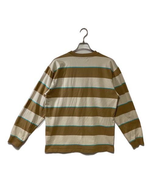 FUTUR（フューチャー）FUTUR (フューチャー) 刺繍カットソー ブラウン×ベージュ サイズ:Lの古着・服飾アイテム