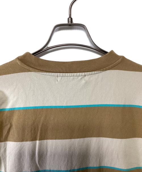 FUTUR（フューチャー）FUTUR (フューチャー) 刺繍カットソー ブラウン×ベージュ サイズ:Lの古着・服飾アイテム