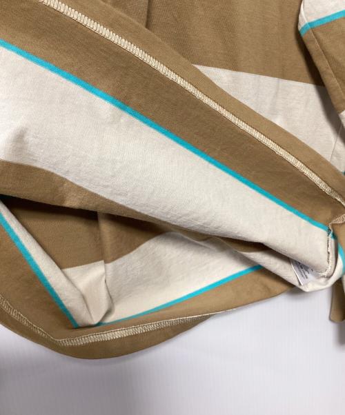 FUTUR（フューチャー）FUTUR (フューチャー) 刺繍カットソー ブラウン×ベージュ サイズ:Lの古着・服飾アイテム