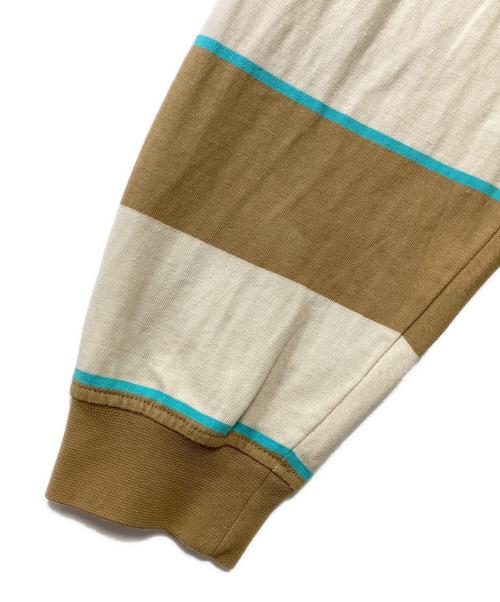 FUTUR（フューチャー）FUTUR (フューチャー) 刺繍カットソー ブラウン×ベージュ サイズ:Lの古着・服飾アイテム