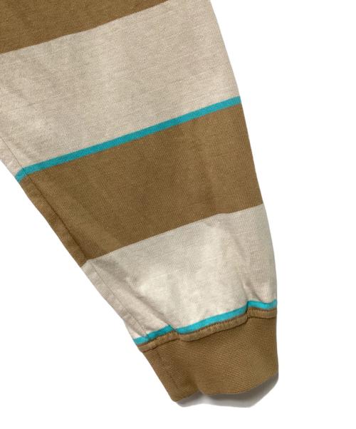 FUTUR（フューチャー）FUTUR (フューチャー) 刺繍カットソー ブラウン×ベージュ サイズ:Lの古着・服飾アイテム