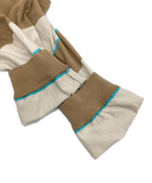 FUTUR（フューチャー）FUTUR (フューチャー) 刺繍カットソー ブラウン×ベージュ サイズ:Lの古着・服飾アイテム