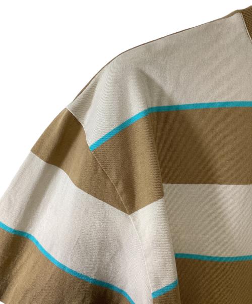 FUTUR（フューチャー）FUTUR (フューチャー) 刺繍カットソー ブラウン×ベージュ サイズ:Lの古着・服飾アイテム