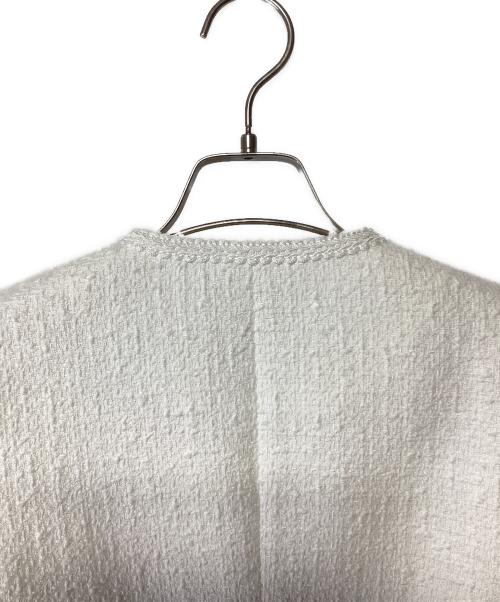 ESTNATION（エストネーション）ESTNATION (エストネーション) ファンシーツィードノーカラージャケット ホワイト サイズ:36の古着・服飾アイテム