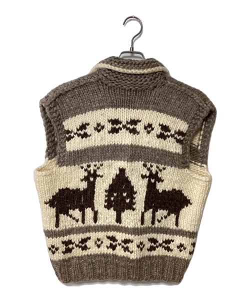 その他ブランド（ソノタブランド）その他ブランド (ソノタブランド) カウチンニットベスト ベージュ×ブラウン サイズ:記載無しの古着・服飾アイテム