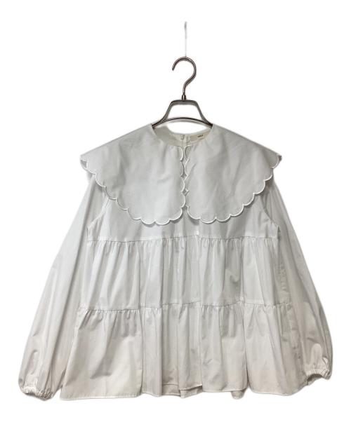 YORI（ヨリ）YORI (ヨリ) スカラップロングスリーブブラウス ホワイト サイズ:Fの古着・服飾アイテム