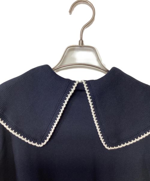 YORI（ヨリ）YORI (ヨリ) コットン刺繍カラーニット ネイビー サイズ:Fの古着・服飾アイテム