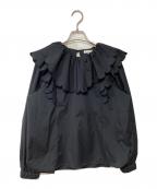 YORIヨリ）の古着「たっぷりスカラップブラウス」｜ブラック