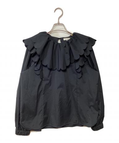 新品タグ付き　yoriヨリ　たっぷりスカラップブラウス　ネイビー　size38 中古・古着通販】YORI (ヨリ) たっぷりスカラップブラウス ブラック
