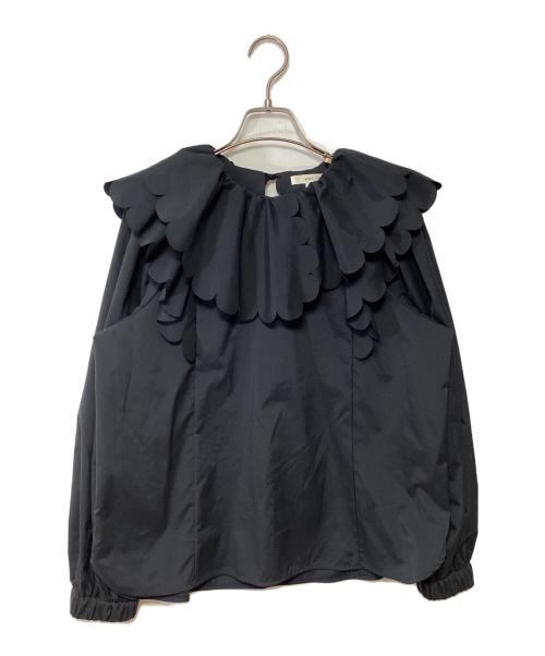 YORI（ヨリ）YORI (ヨリ) たっぷりスカラップブラウス ブラック サイズ:38の古着・服飾アイテム