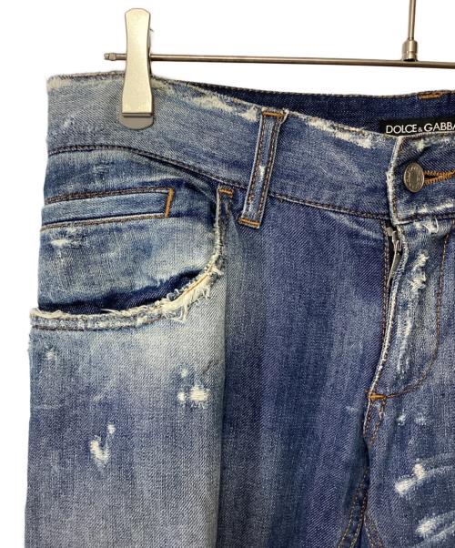 DOLCE & GABBANA（ドルチェ＆ガッバーナ）DOLCE & GABBANA (ドルチェ＆ガッバーナ) ダメージデニムパンツ インディゴ サイズ:44の古着・服飾アイテム