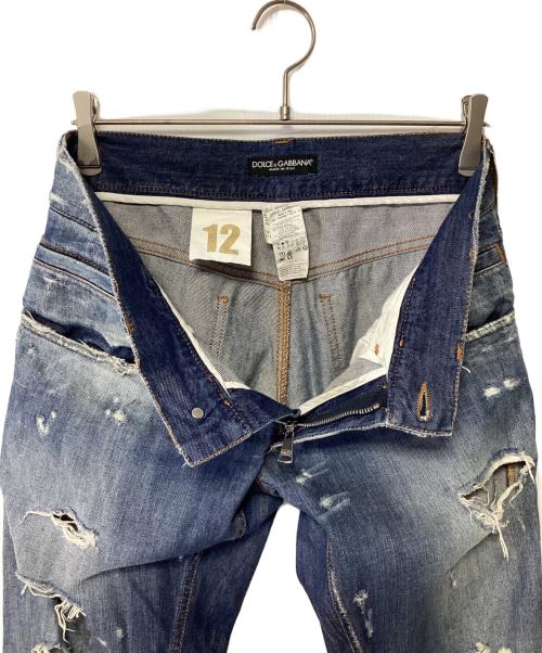 DOLCE & GABBANA（ドルチェ＆ガッバーナ）DOLCE & GABBANA (ドルチェ＆ガッバーナ) ダメージデニムパンツ インディゴ サイズ:44の古着・服飾アイテム