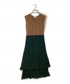 Adam et Ropeアダム エ ロペ）の古着「ノースリーブワンピース」｜ブラウン×グリーン