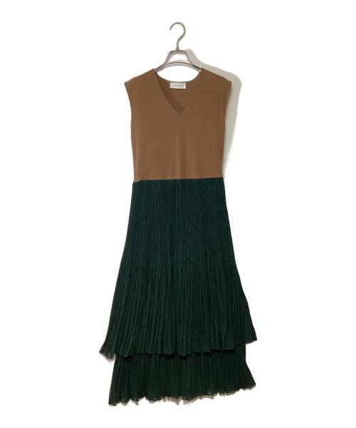 Adam et Rope（アダム エ ロペ）Adam et Rope (アダム エ ロペ) ノースリーブワンピース ブラウン×グリーン サイズ:Fの古着・服飾アイテム