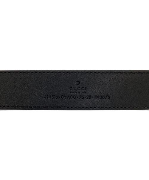 GUCCI（グッチ）GUCCI (グッチ) ダブルG スリムベルト ブラック レザー ゴールド×ブラック サイズ:75・30の古着・服飾アイテム