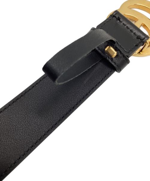 GUCCI（グッチ）GUCCI (グッチ) ダブルG スリムベルト ブラック レザー ゴールド×ブラック サイズ:75・30の古着・服飾アイテム