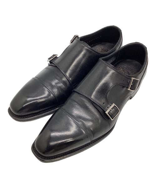 SHETLAND FOX（シェットランドフォックス）SHETLAND FOX (シェットランドフォックス) ダブルモンクストラップシューズ ブラック サイズ:SIZE 24cm（6）の古着・服飾アイテム