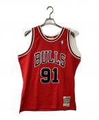 MITCHELL & NESSミッチェルアンドネス）の古着「タンクトップ　Swingman Jersey CBU Scr - #91 D Rodman RED」｜レッド×ホワイト