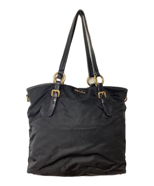 PRADA（プラダ）PRADA (プラダ) ナイロンレザートートバッグ ブラックの古着・服飾アイテム