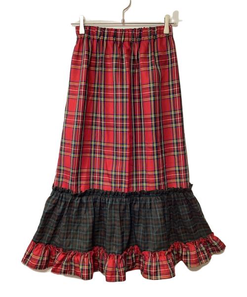 kutir（クティール）kutir (クティール) ダブルチェックフリルスカート レッド×グリーン サイズ:SIZE Mの古着・服飾アイテム