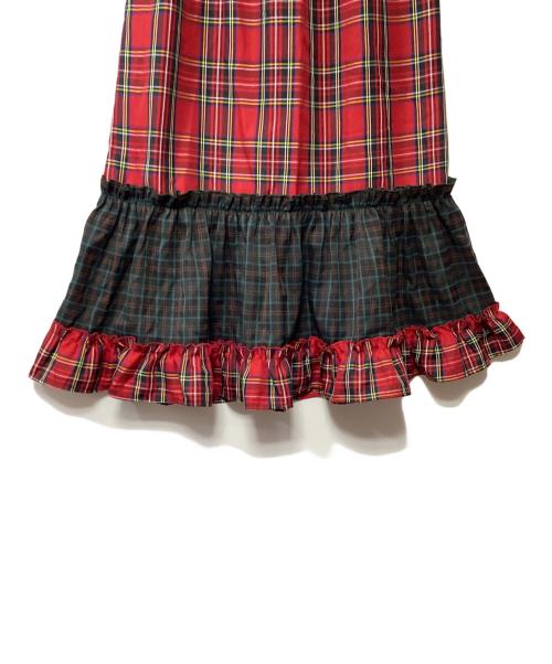 kutir（クティール）kutir (クティール) ダブルチェックフリルスカート レッド×グリーン サイズ:SIZE Mの古着・服飾アイテム