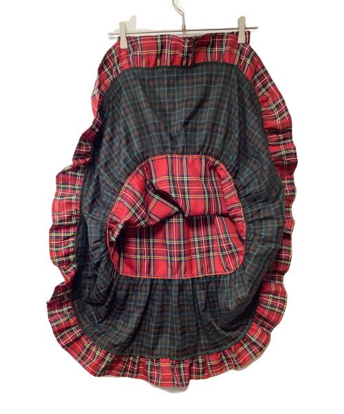 kutir（クティール）kutir (クティール) ダブルチェックフリルスカート レッド×グリーン サイズ:SIZE Mの古着・服飾アイテム
