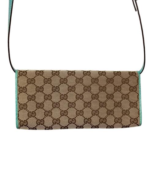 GUCCI（グッチ）GUCCI (グッチ) ショルダーポーチ　GGキャンバス/バンブー ベージュ×ブルーの古着・服飾アイテム