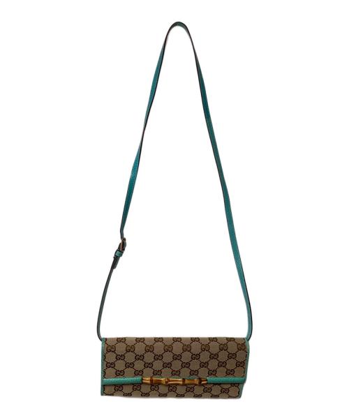 GUCCI（グッチ）GUCCI (グッチ) ショルダーポーチ　GGキャンバス/バンブー ベージュ×ブルーの古着・服飾アイテム