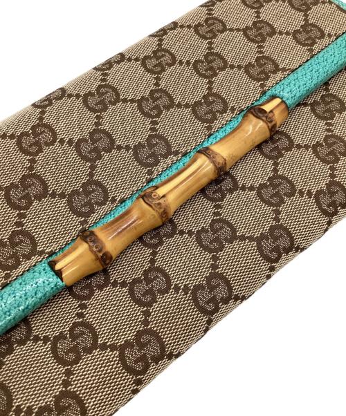 GUCCI（グッチ）GUCCI (グッチ) ショルダーポーチ　GGキャンバス/バンブー ベージュ×ブルーの古着・服飾アイテム