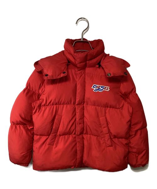 DIESEL（ディーゼル）DIESEL (ディーゼル) フーディーパディングジャケット レッド サイズ:8Yの古着・服飾アイテム