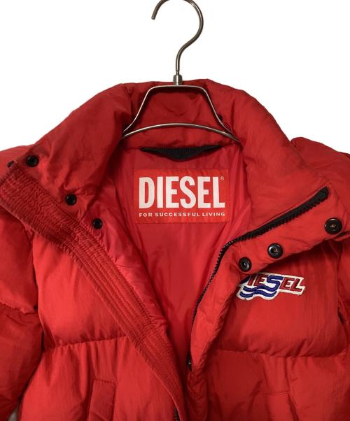 DIESEL（ディーゼル）DIESEL (ディーゼル) フーディーパディングジャケット レッド サイズ:8Yの古着・服飾アイテム