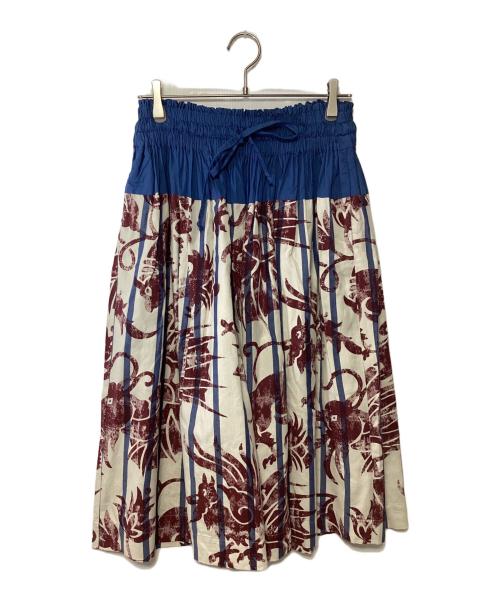 Vivienne Westwood ANGLOMANIA（ヴィヴィアンウエストウッドアングロマニア）Vivienne Westwood ANGLOMANIA (ヴィヴィアンウエストウッドアングロマニア) フレアスカート アイボリー×ブルー サイズ:38の古着・服飾アイテム