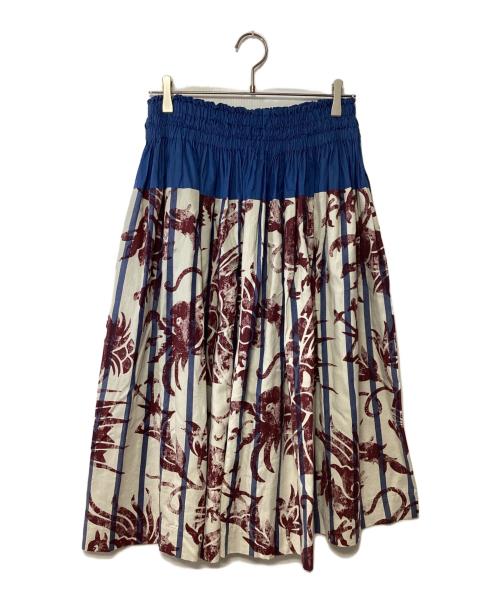 Vivienne Westwood ANGLOMANIA（ヴィヴィアンウエストウッドアングロマニア）Vivienne Westwood ANGLOMANIA (ヴィヴィアンウエストウッドアングロマニア) フレアスカート アイボリー×ブルー サイズ:38の古着・服飾アイテム