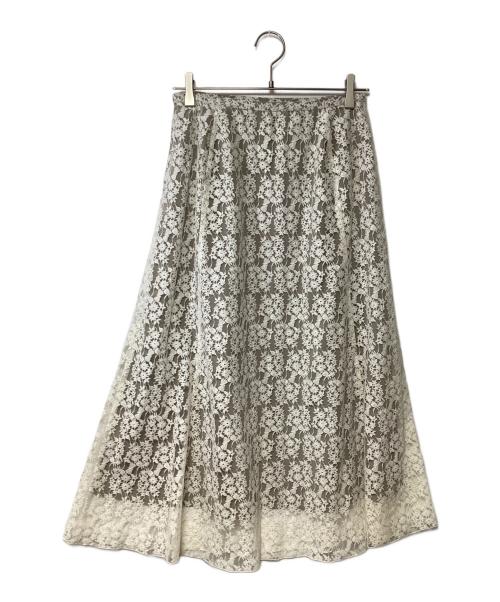 IENA（イエナ）IENA (イエナ) フレアーフラワーレーススカート ベージュ×ホワイト サイズ:38の古着・服飾アイテム