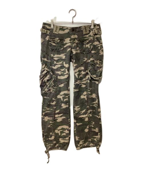 TELL PREMIUM SURPLUS（テル プレミアム サープラス）TELL PREMIUM SURPLUS (テル プレミアム サープラス) フレアカーゴパンツ カーキ サイズ:Lの古着・服飾アイテム