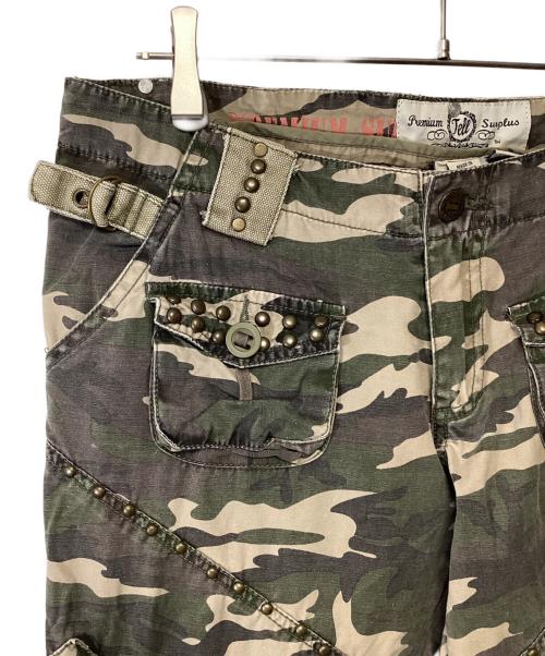 TELL PREMIUM SURPLUS（テル プレミアム サープラス）TELL PREMIUM SURPLUS (テル プレミアム サープラス) フレアカーゴパンツ カーキ サイズ:Lの古着・服飾アイテム