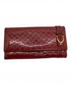 GUCCIグッチ）の古着「エナメルロングウォレット」｜レッド