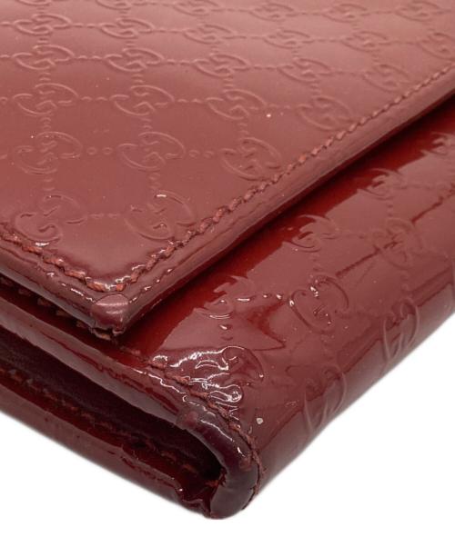 GUCCI（グッチ）GUCCI (グッチ) エナメルロングウォレット レッドの古着・服飾アイテム